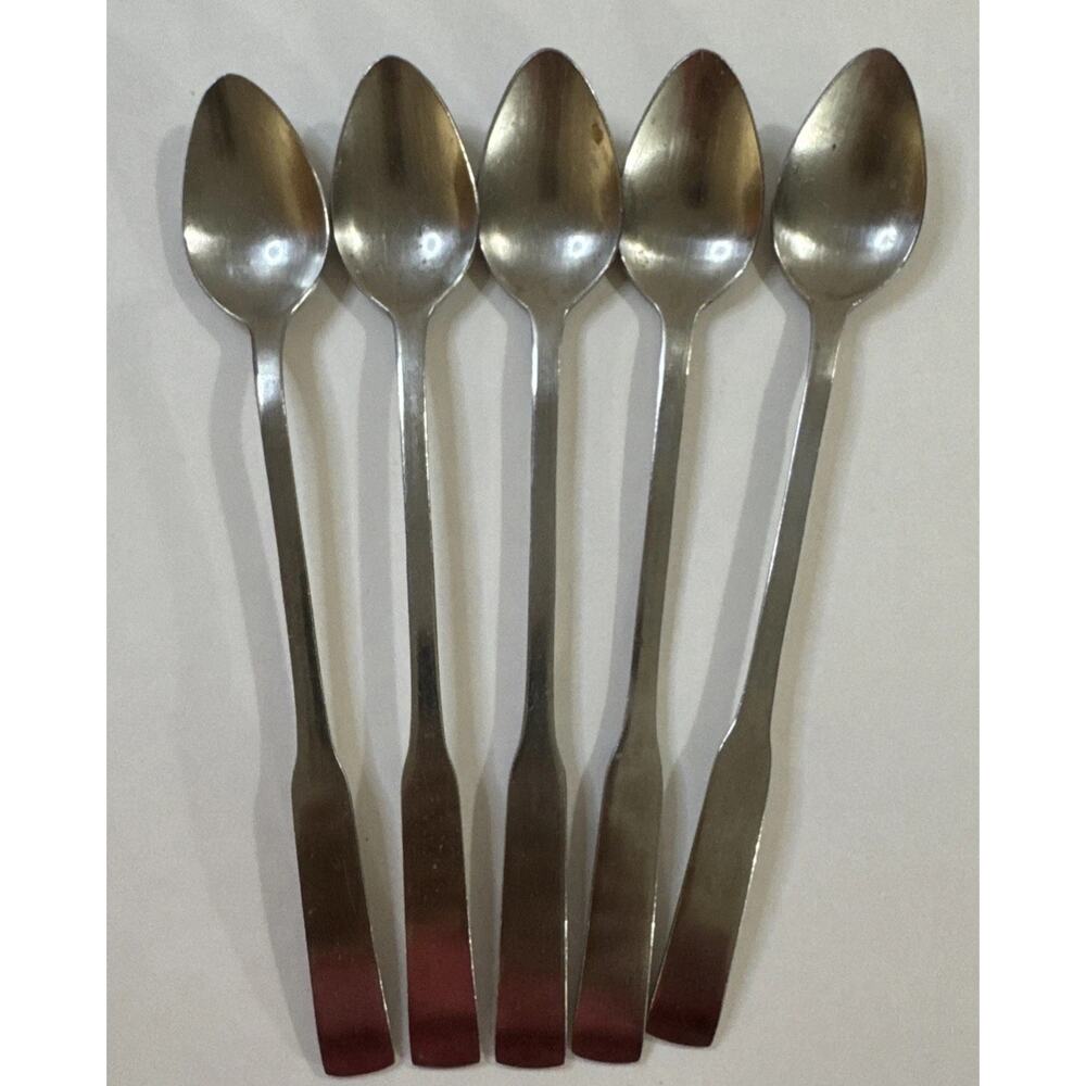 Vintage Set of 5 Rogers Boston Common 7.5”Stainless Iced Tea Spoons Flatware